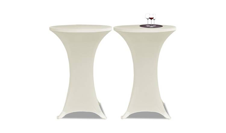Walplus Pack of 2 Standing Table Cover Stretch - Cream - dia 60cm