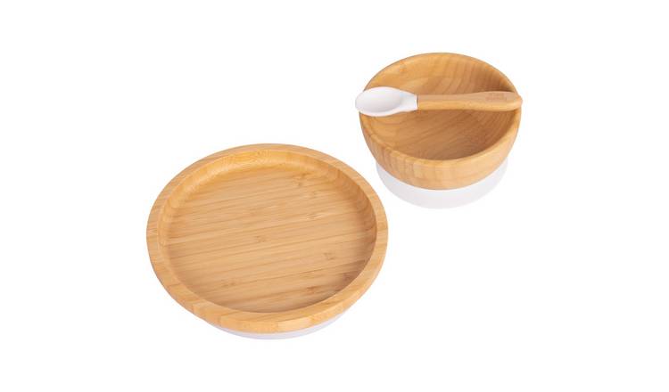 Tiny Dining Children's Bamboo Suction Round Dinner Set - White