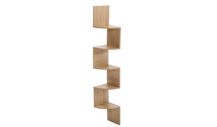 Living and Home 5-Tier Wooden Corner Floating Shelf Unit - Brown