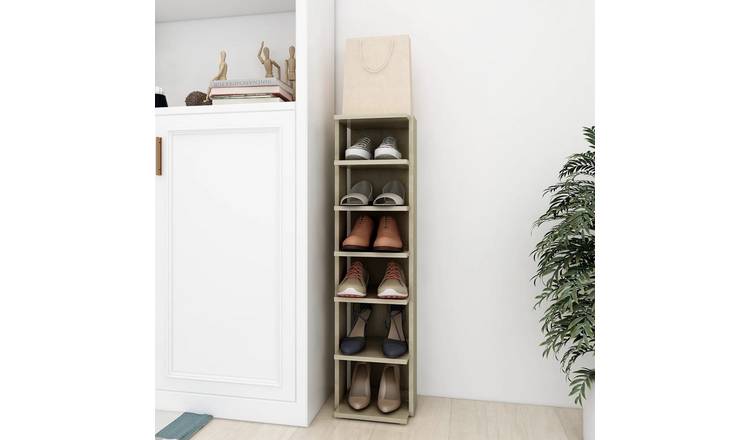 Walplus Engineered Wood Shoe Cabinet - Sonoma Oak - 27.5 x 27 x 102 cm
