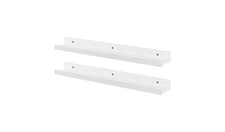 Harbour Housewares Floating Picture Ledge Wall Shelves - White - Set of 2