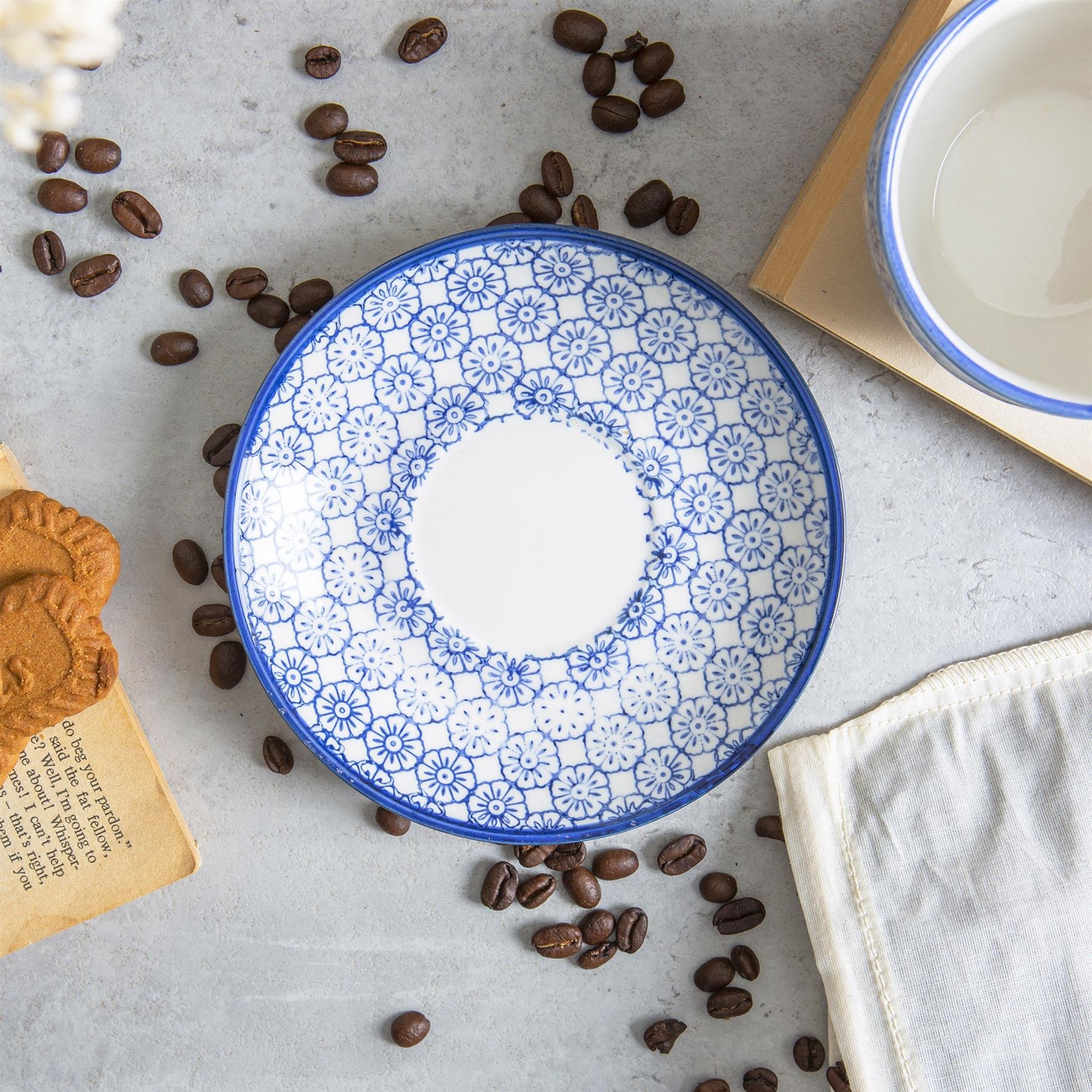 Nicola Spring 15 Piece Hand-Printed Tea Set - Navy - Image 6