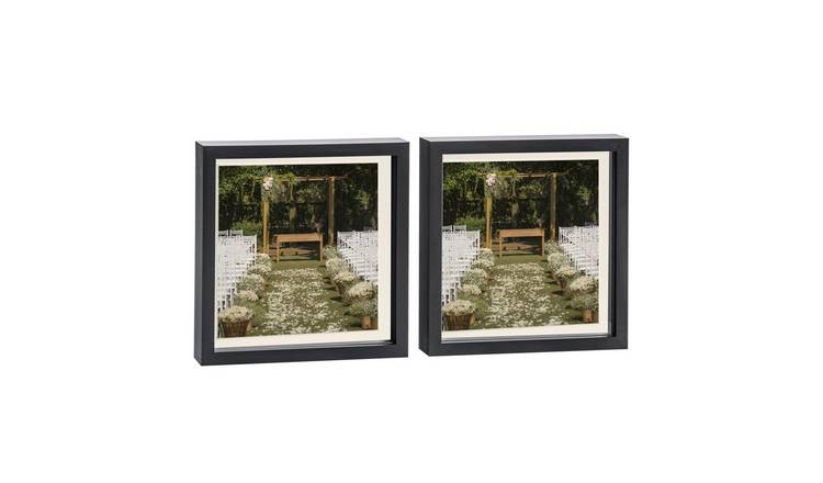 Nicola Spring 3D Box Photo Frames - 10 x 10" with Mount - Set of 2 - Black