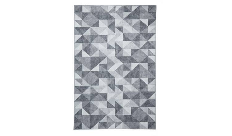Mega Flooring Grey Modern Geometric Rug - 61 x 120cm