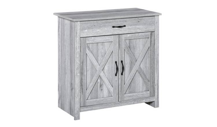 HOMCOM Farmhouse Sideboard with Barn Door - Grey