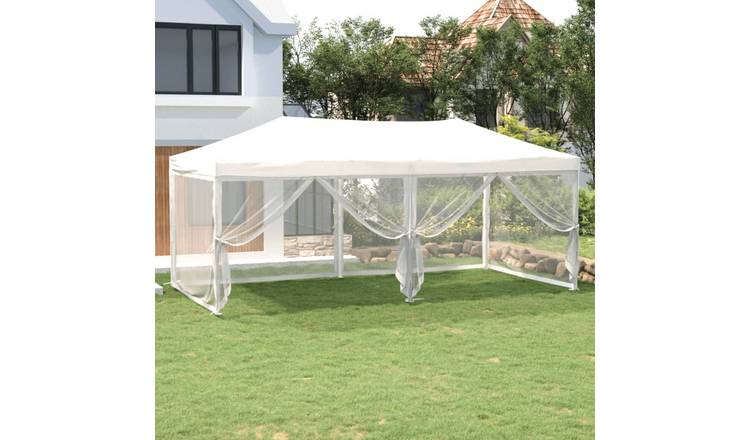 Walplus 3 x 6 m Folding Party Tent with Sidewalls - White