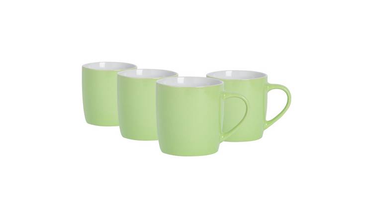 Argon Tableware Coloured Coffee Mugs - 350ml - Green - Pack of 4