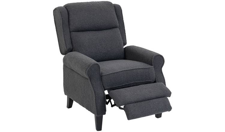 HOMCOM Recliner Armchair with Extended Leg Rest - Charcoal Grey