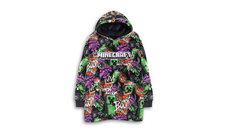Minecraft Creeper Kids Boys Blanket Hoodie - Multicoloured