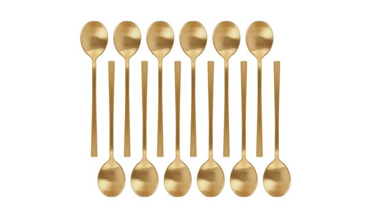 Argon Tableware Stainless Steel Teaspoons - Gold - Pack of 12