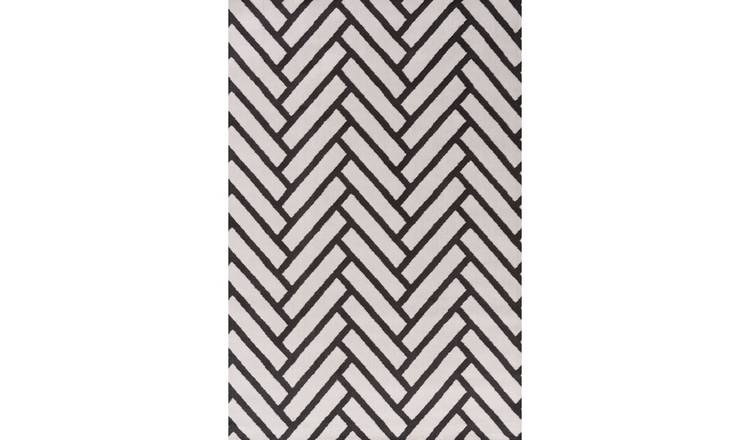 The Rugs Dark Grey Loft Herringbone Rug - 80 x 150cm