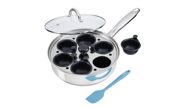Cooks Professional Stainless Steel Egg Poacher Pan with Lid & Spatula - 6 Cup