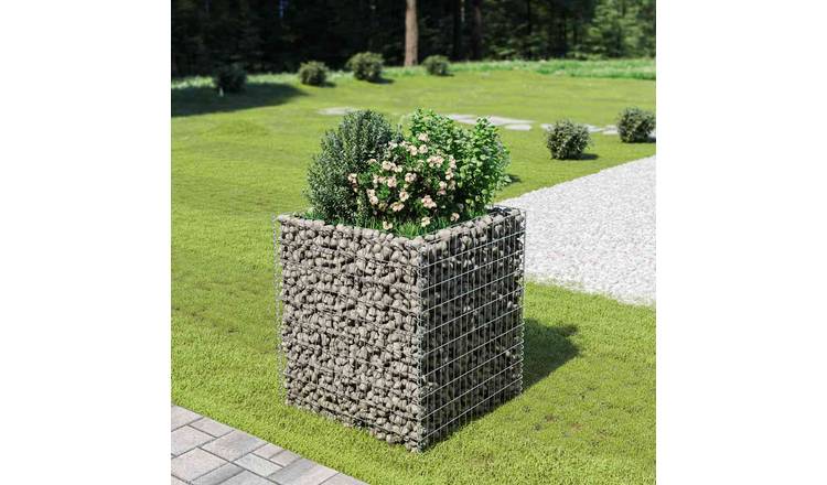 Walplus Galvanised Steel Gabion Raised Bed - Silver - 90 x 90 x 100 cm