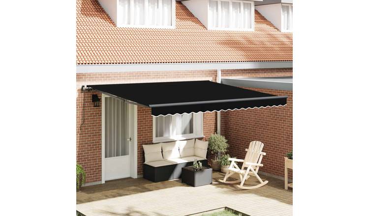 Walplus Aluminium Retractable Awning - Black - 400 x 300 cm - Easy to Install
