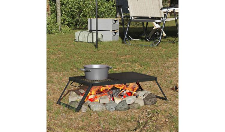 Walplus Steel Foldable Camping Grill Alloy - Black - 68 x 30 x 17 cm