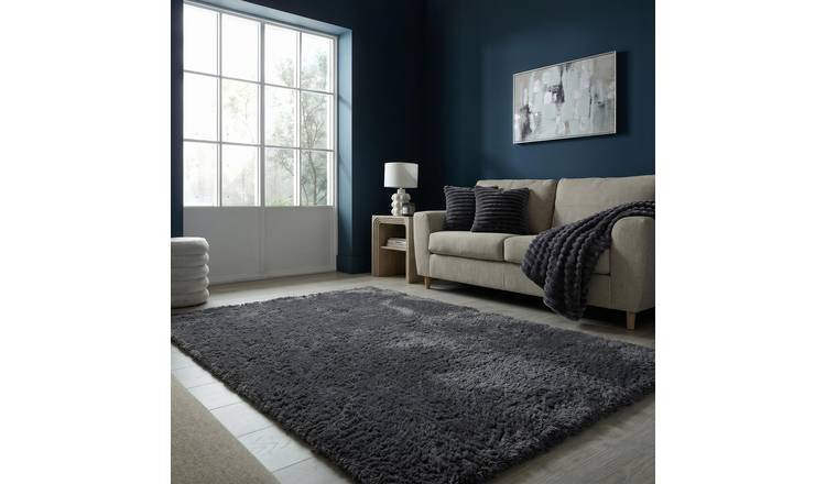 OHS Soft Fluffy Fleece Rug - 80 x 150cm - Charcoal