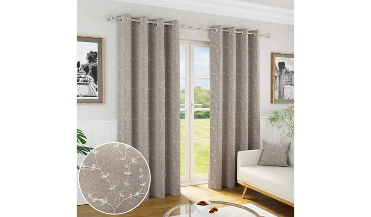 Enhanced Living Tivoli Eyelet Blackout Curtains - 168 x 183cm - Natural