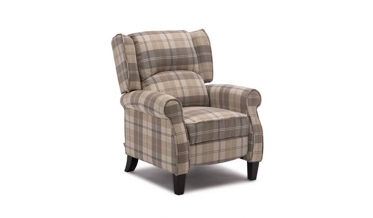 Furniture Online Eaton Wingback Fabric Pushback Recliner Chair - Beige