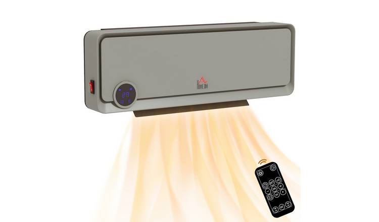HOMCOM Wall Electric Heater with Timer and Oscillating - Grey