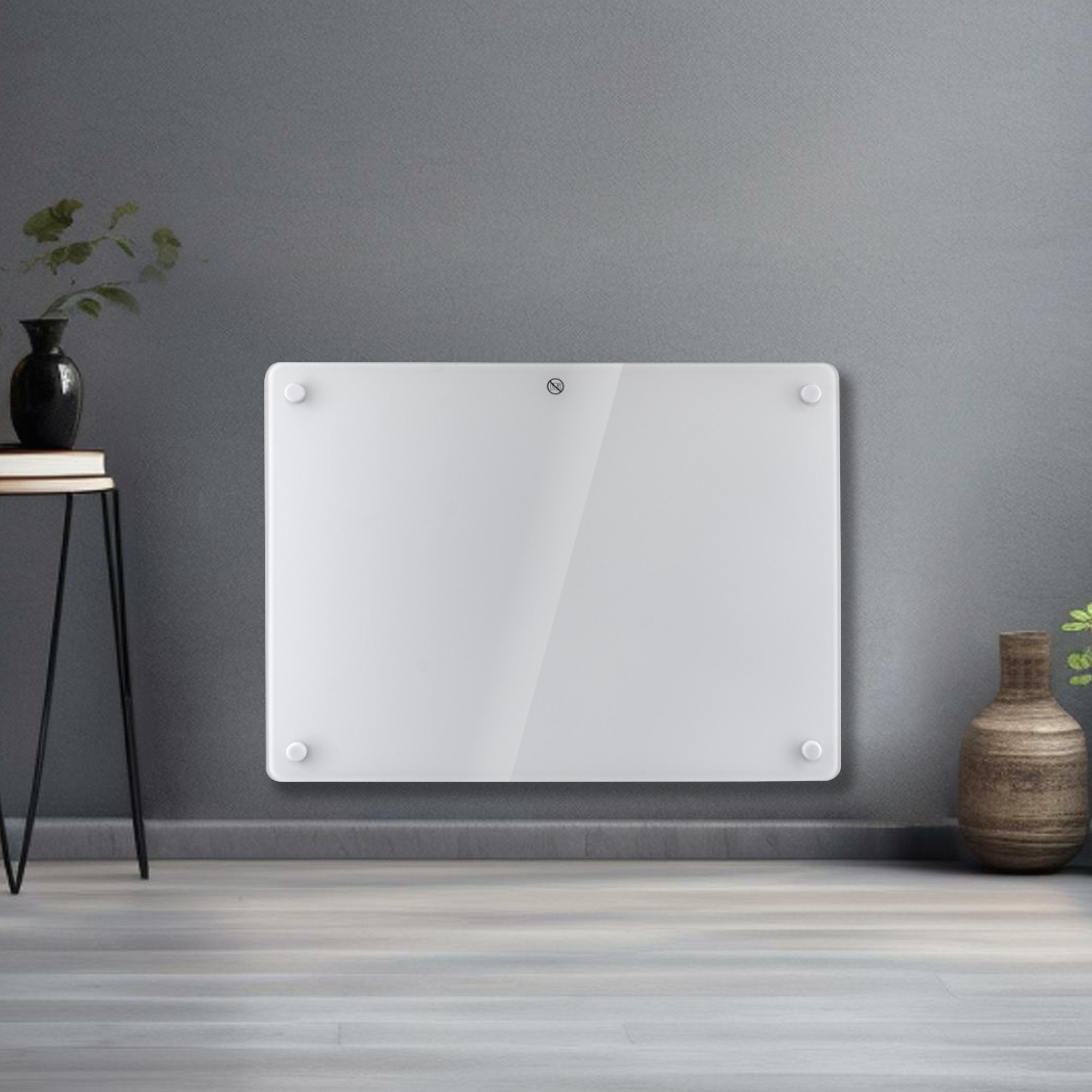 Futura 1000W Electric Panel Heater - White Glass - Image 1