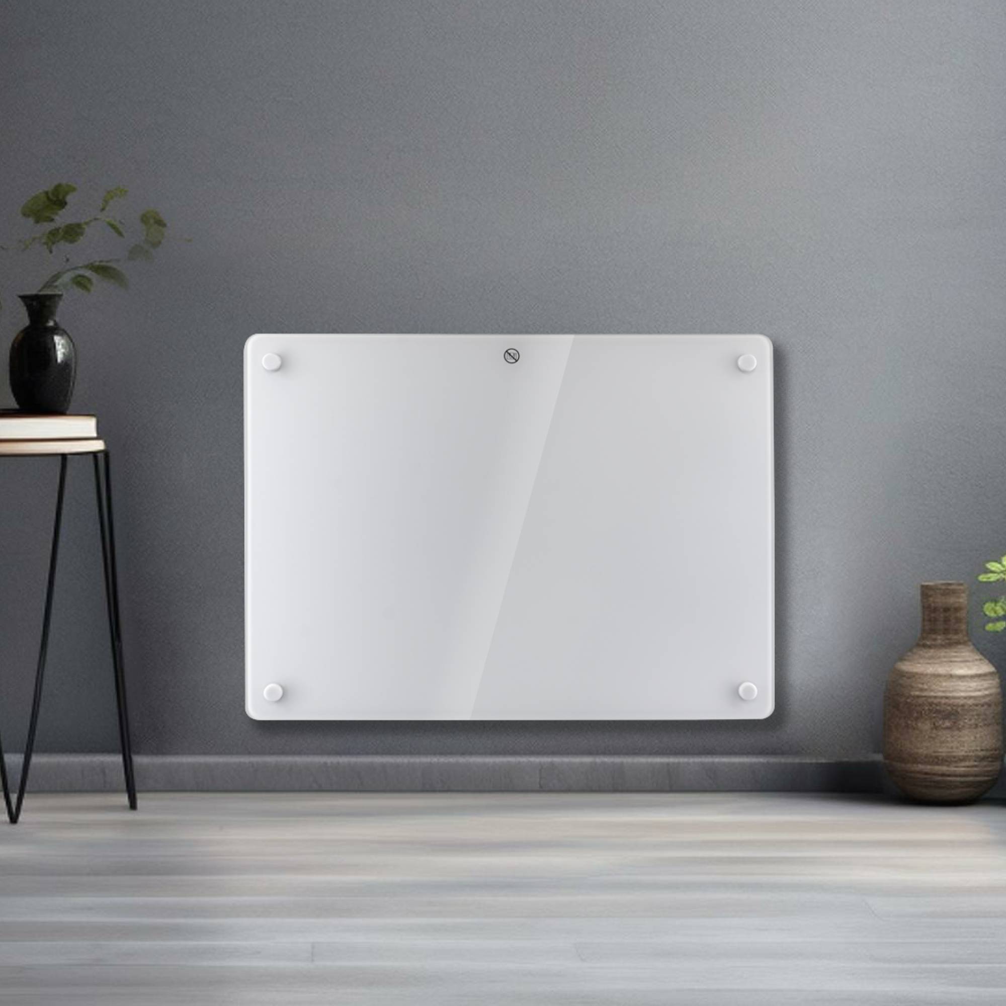 Futura 1000W Electric Panel Heater - White Glass - Image 1