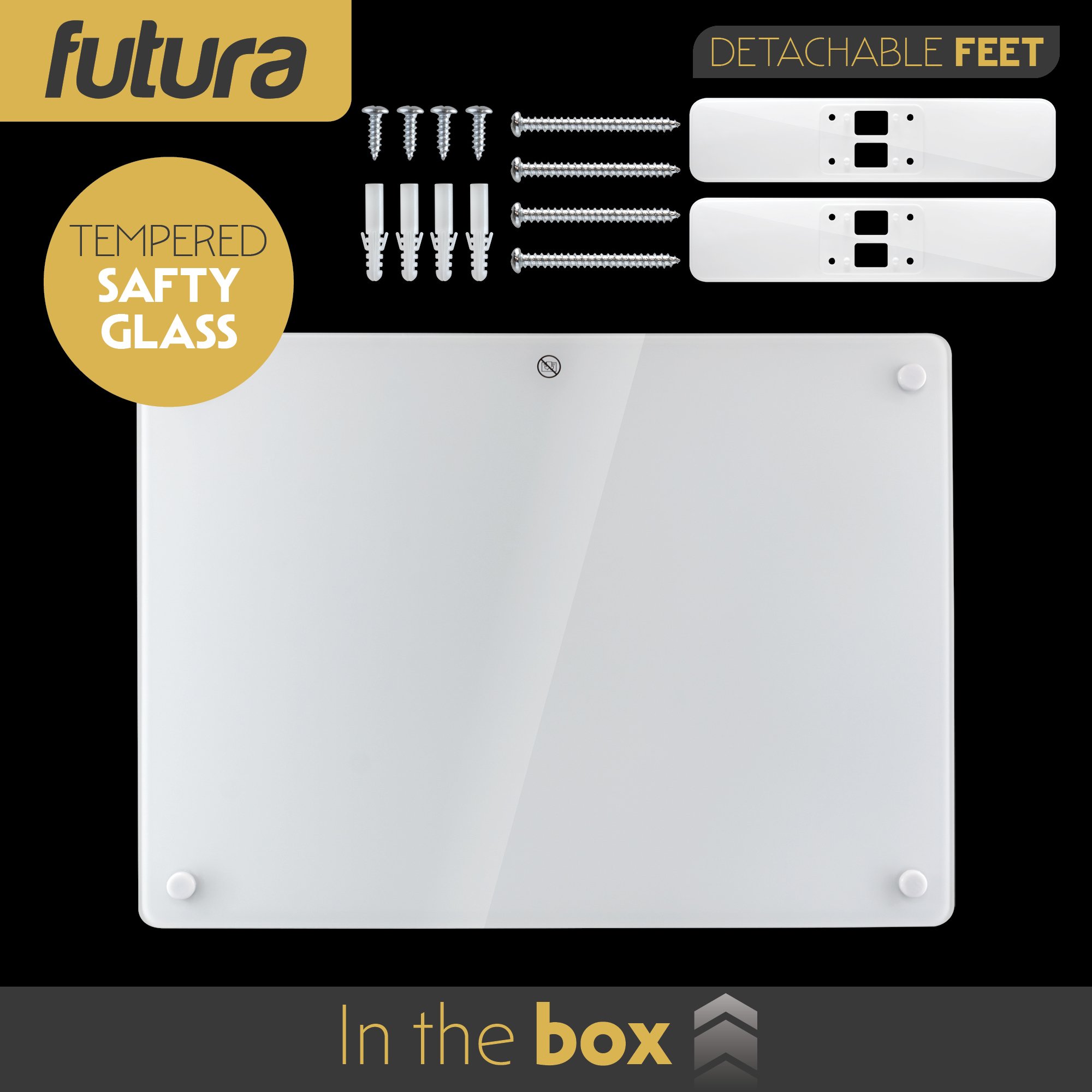 Futura 1000W Electric Panel Heater - White Glass - Image 4