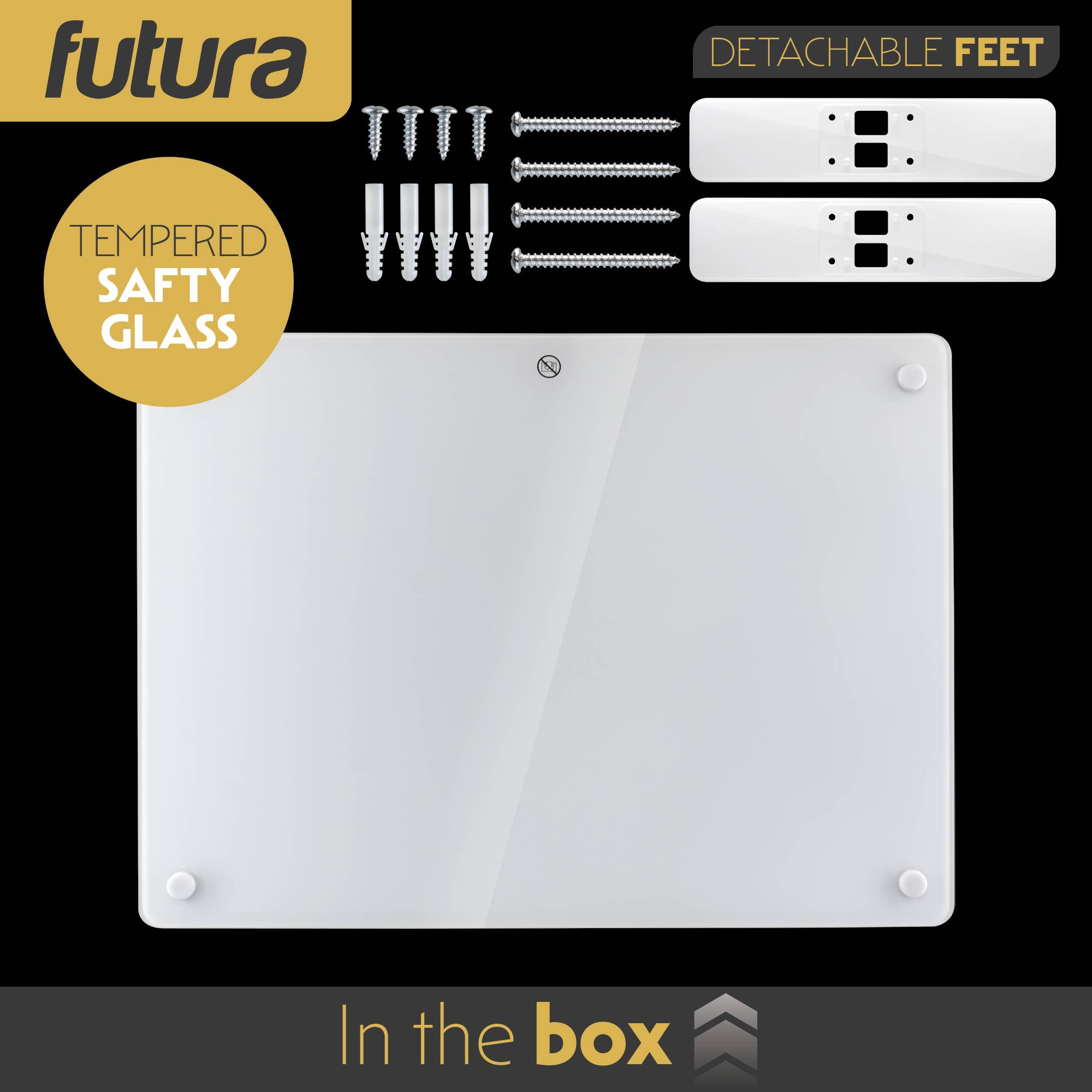 Futura 1000W Electric Panel Heater - White Glass - Image 4