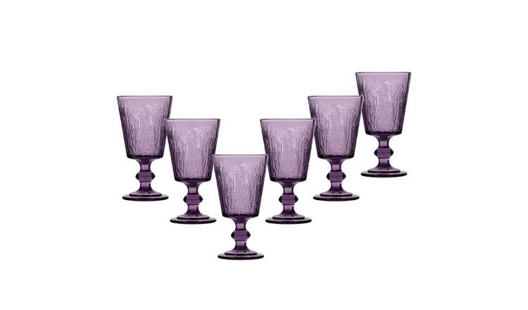 Dibor Set of 6 Lavender 300ml Glass Wine Glasses - Purple