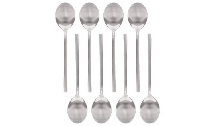 Argon Tableware Stainless Steel Dessert Spoons - Silver - Pack of 8