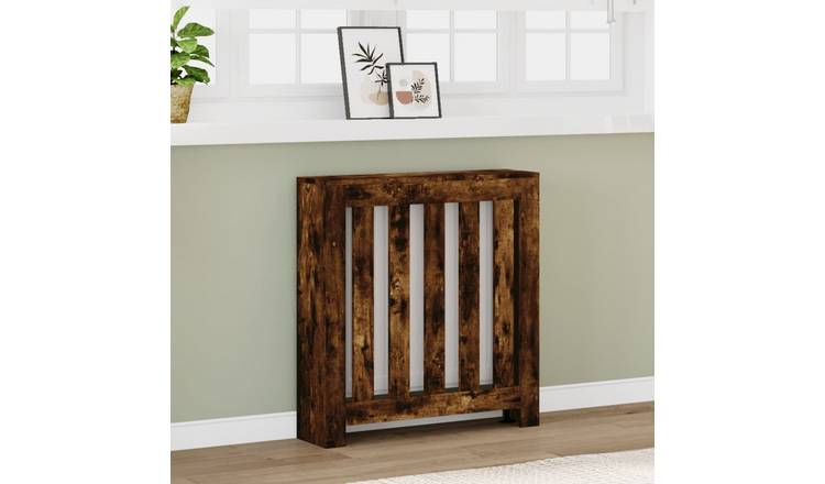 Walplus Vertical Slats Radiator Cover - Smoked Oak - 78 x 20 x 82 cm
