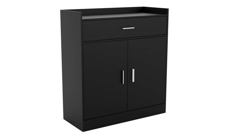 Vida Designs Dalby 2 Door 1 Drawer Shoe Cabinet - Black