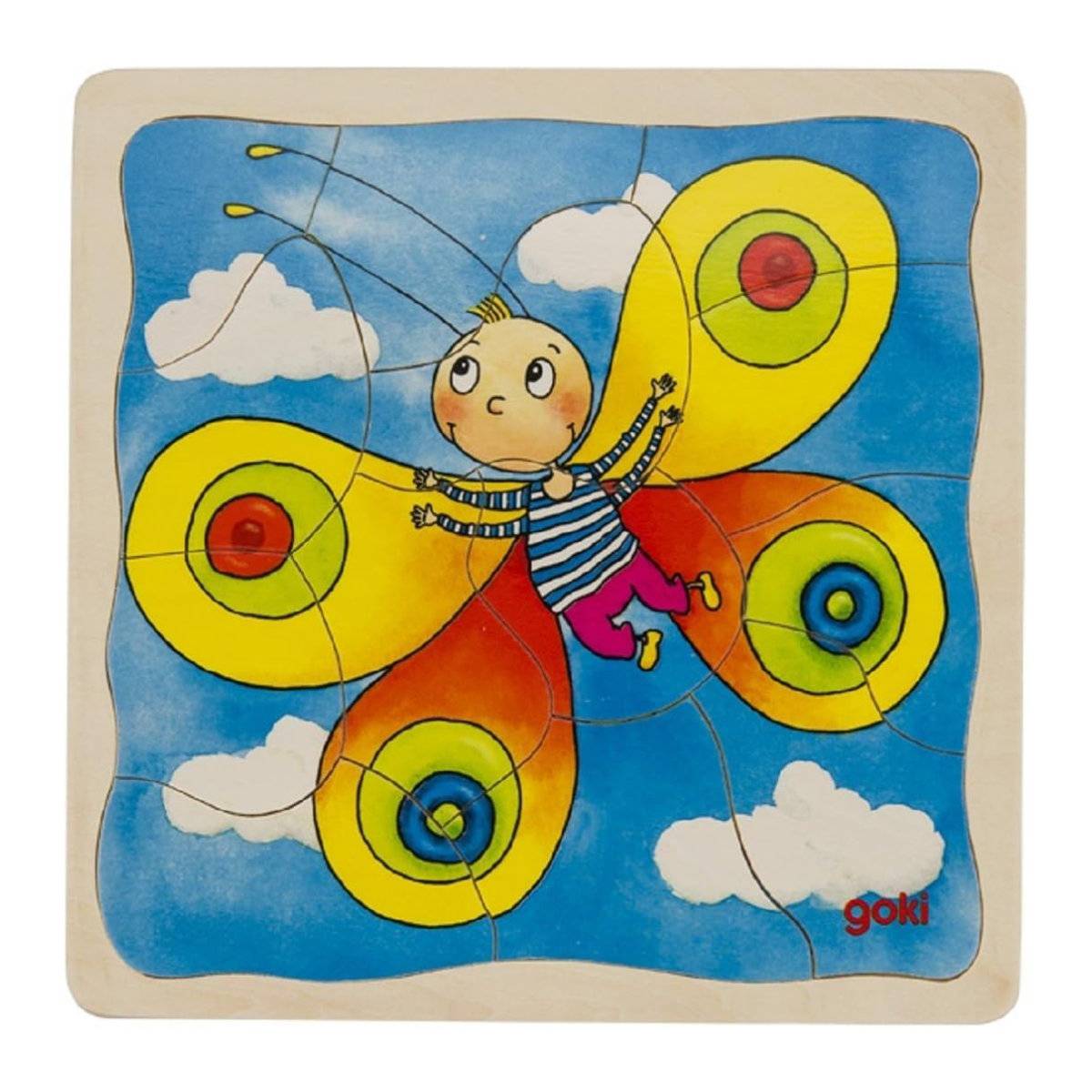 Goki Caterpillar To Butterfly Wooden Layered Jigsaw Puzzle - 44 Piece - Image 2