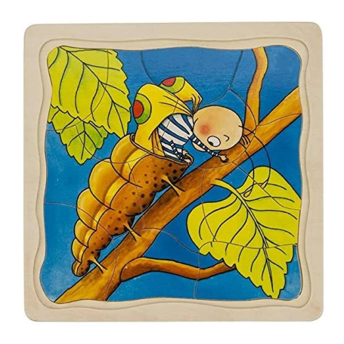 Goki Caterpillar To Butterfly Wooden Layered Jigsaw Puzzle - 44 Piece - Image 3