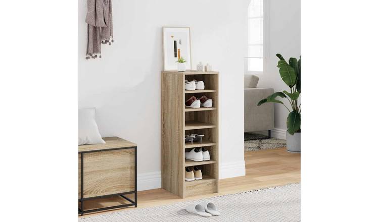 Walplus Engineered Wood Shoe Cabinet - Sonoma Oak - 31.5 x 35 x 90 cm