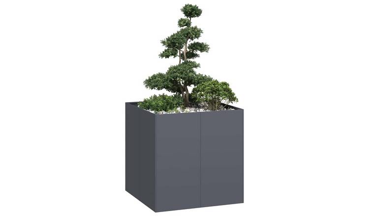 Walplus Steel Garden Planter - Anthracite - 80 x 80 x 80 cm