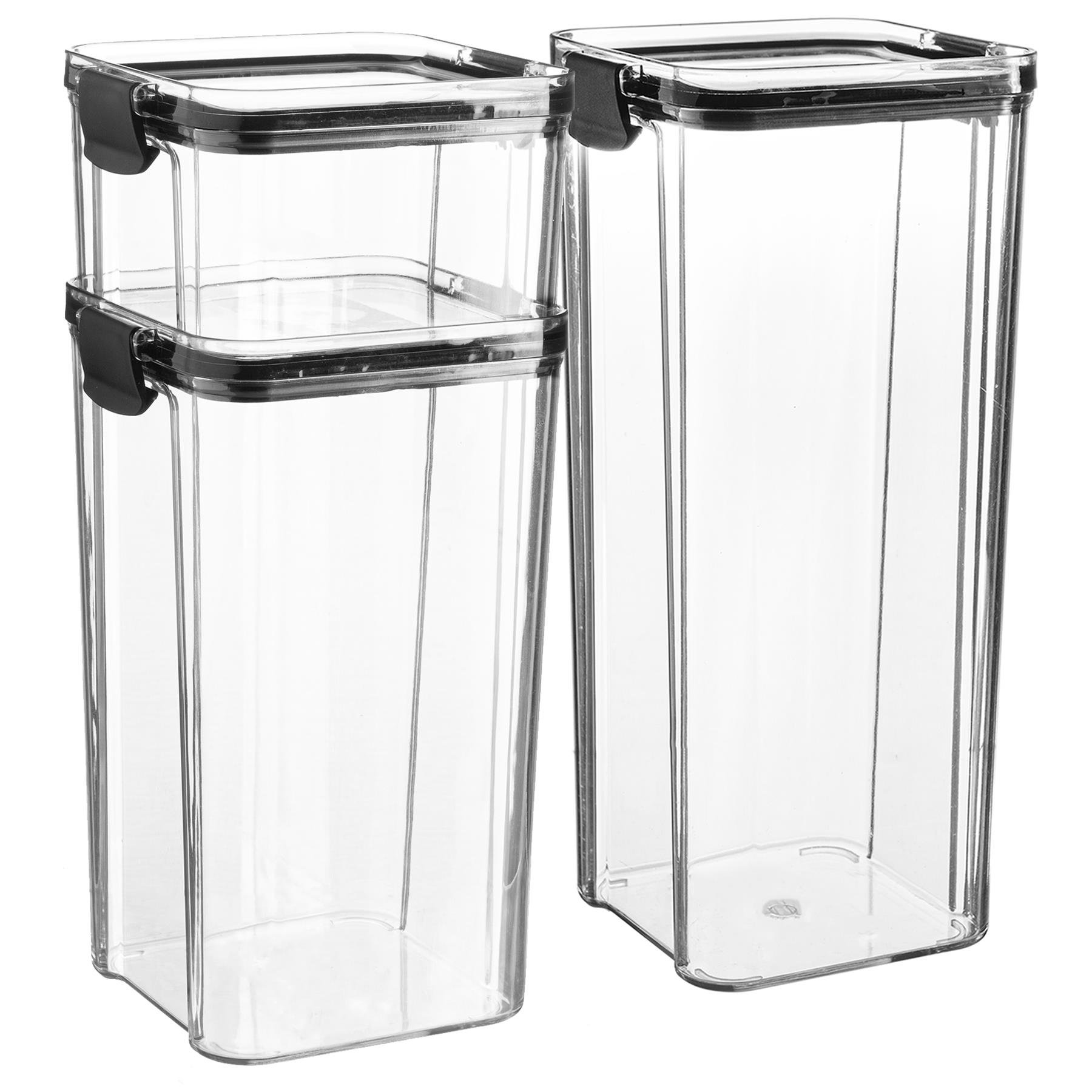 Argon Tableware 3 Piece Food Storage Containers Set - 3 Sizes - Black - Image 1