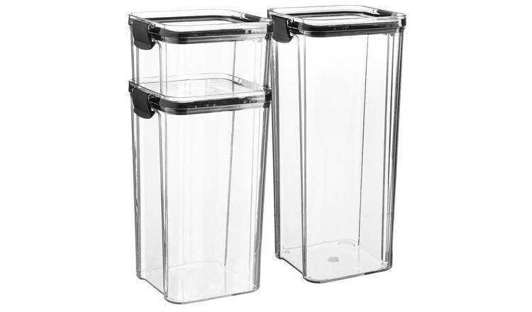 Argon Tableware 3 Piece Food Storage Containers Set - 3 Sizes - Black