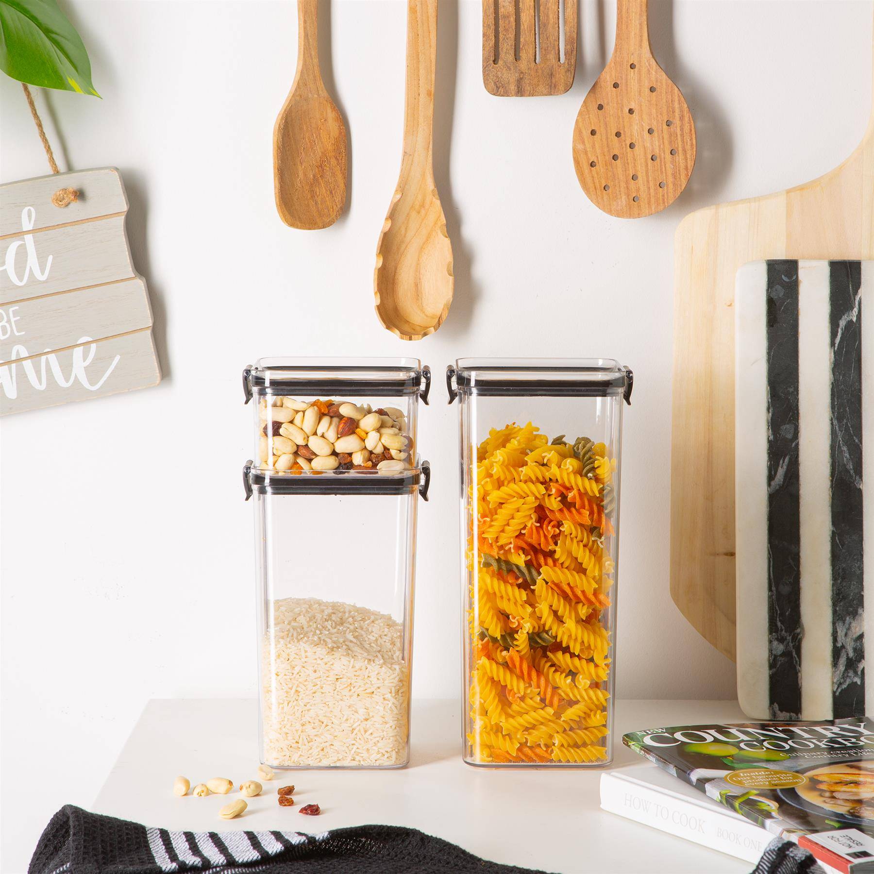 Argon Tableware 3 Piece Food Storage Containers Set - 3 Sizes - Black - Image 5