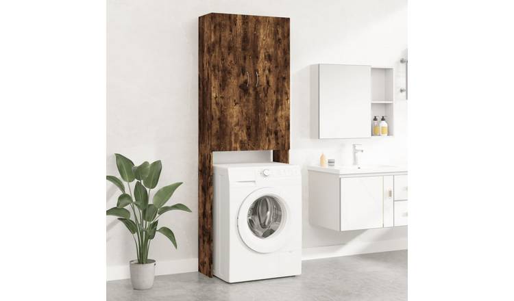 Walplus Washing Machine Cabinet Smoked - Smoked Oak - 64 x 25.5 x 190 cm