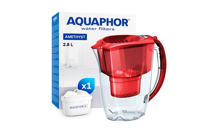 AQUAPHOR Amethyst 2.8L Water Filter Jug with 1 Maxfor+ Cartridge - Mineral Red