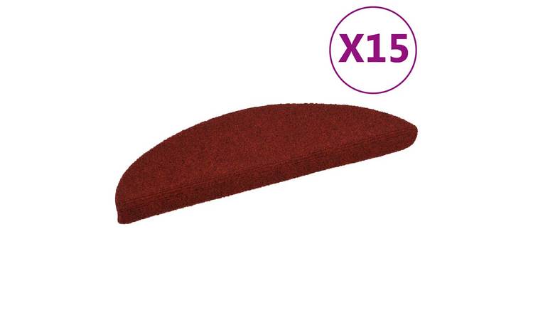 Walplus Pack of 15 Half Round Stair Mats - Bordeaux Red - 56 x 17 cm