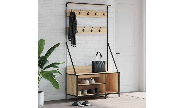 Walplus Clothes Rack with Shoe Storage - Sonoma Oak - 100 x 41 x 184 cm