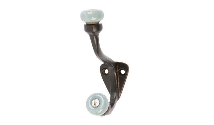 Hammer & Tongs Grey Ceramic Ball Hat & Coat Hook - Black