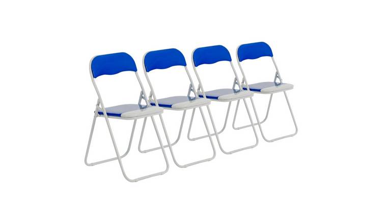 Harbour Housewares Coloured Padded Folding Chairs - Blue - Pack of 4