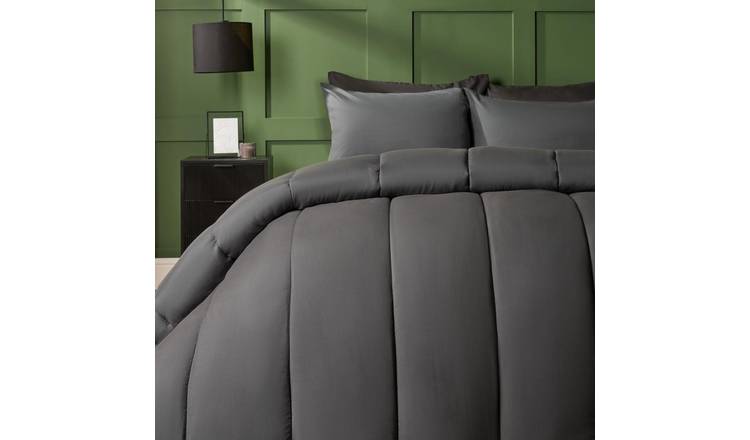 OHS 10.5 Tog Coverless Duvet Set Quilted Cover Bedding Grey - Double