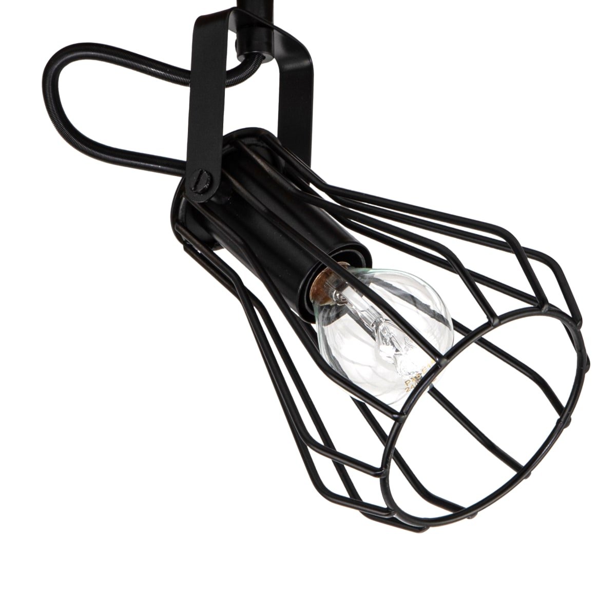 Cosylyte Kendan 3 Light Matt Black Wire Shade Spotlight on Round Wooden Plate - Image 5