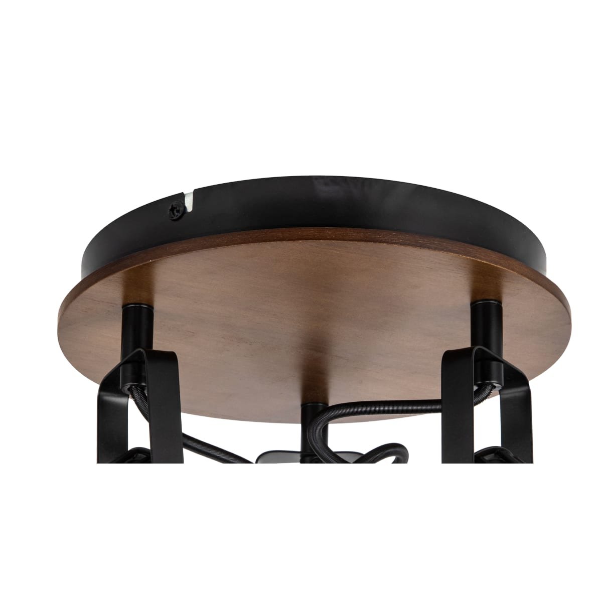 Cosylyte Kendan 3 Light Matt Black Wire Shade Spotlight on Round Wooden Plate - Image 6