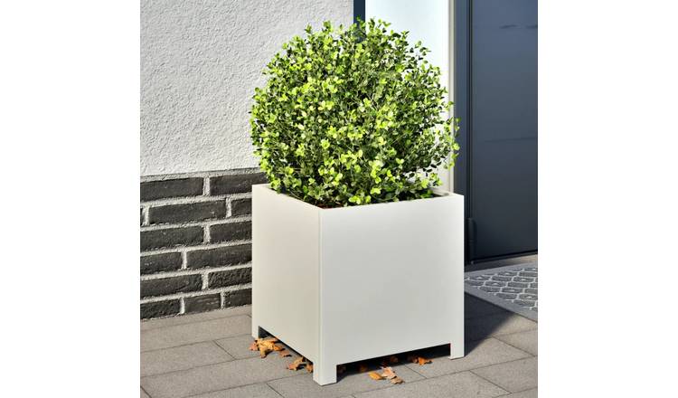 Walplus Steel Garden Planter - White V2 - 40 x 40 x 40 cm