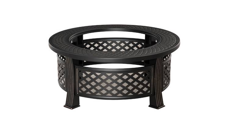 Outsunny  Round Steel Grill Fire Pit – Bronze