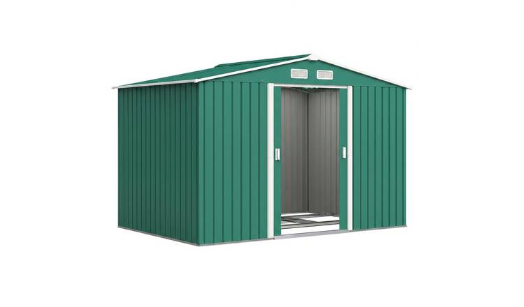 Outsunny Metal Garden Shed with Ventilation Slots and Foundation Kit - Green